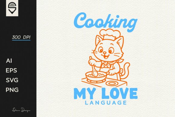 Cute Cat Chef Cooking Design Graphics