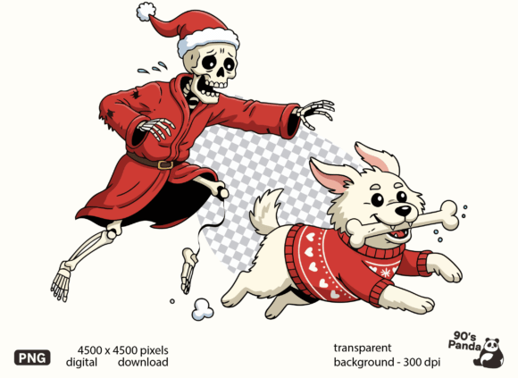 Funny Christmas Skeleton, Dog Design Graphics for T-Shirt Designs