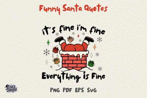 Funny Santa Stuck in Chimney PNG Graphics for T-Shirt Designs